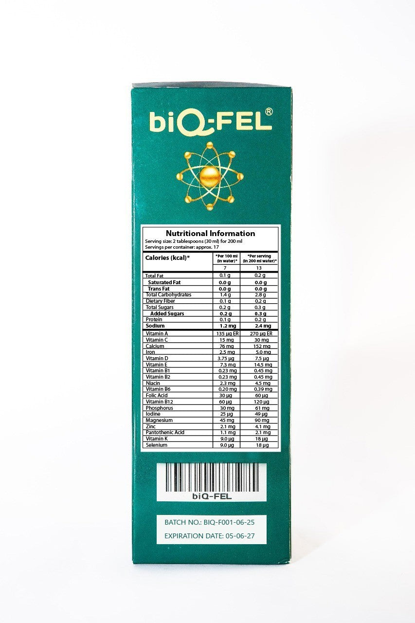 BIQ-FEL Natural Energy Booster – Chontaduro, Borojo & Guarana - 500ml